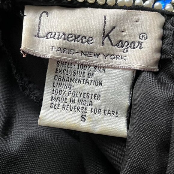 Vintage Laurence Kazan Blouse Womens Small Black 100% Silk, Sequin Detailing - Picture 3 of 8